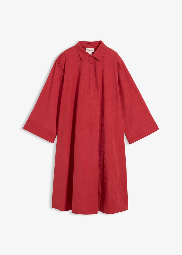 Robe-chemise 100% coton, Couleur: rouge cerise