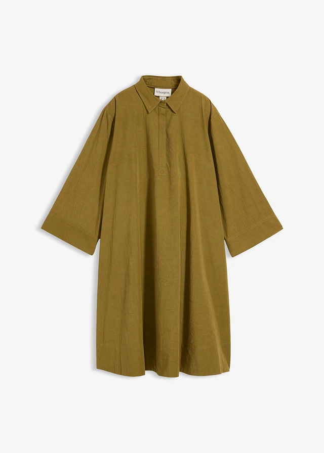 Robe-chemise 100% coton, Couleur: vert nature