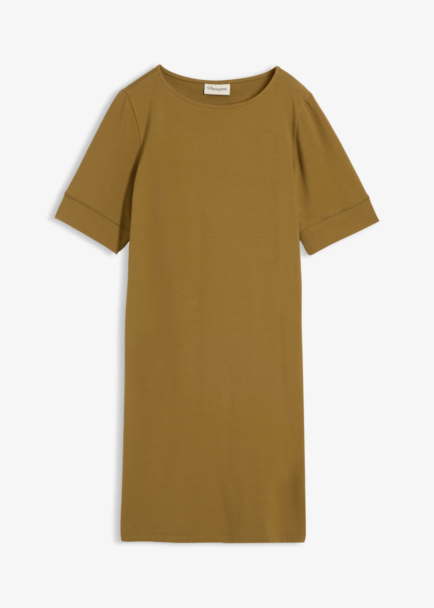 Sukienka T-shirtowa z elastycznej mieszanki bawełny • zielony naturalny • sklep bonprix