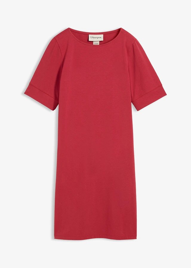 Robe en jersey coton extensible, Couleur: rouge cerise