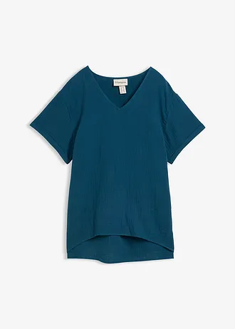 Shirt tuniek van zachte mousseline, Kleur: blauwpetrol