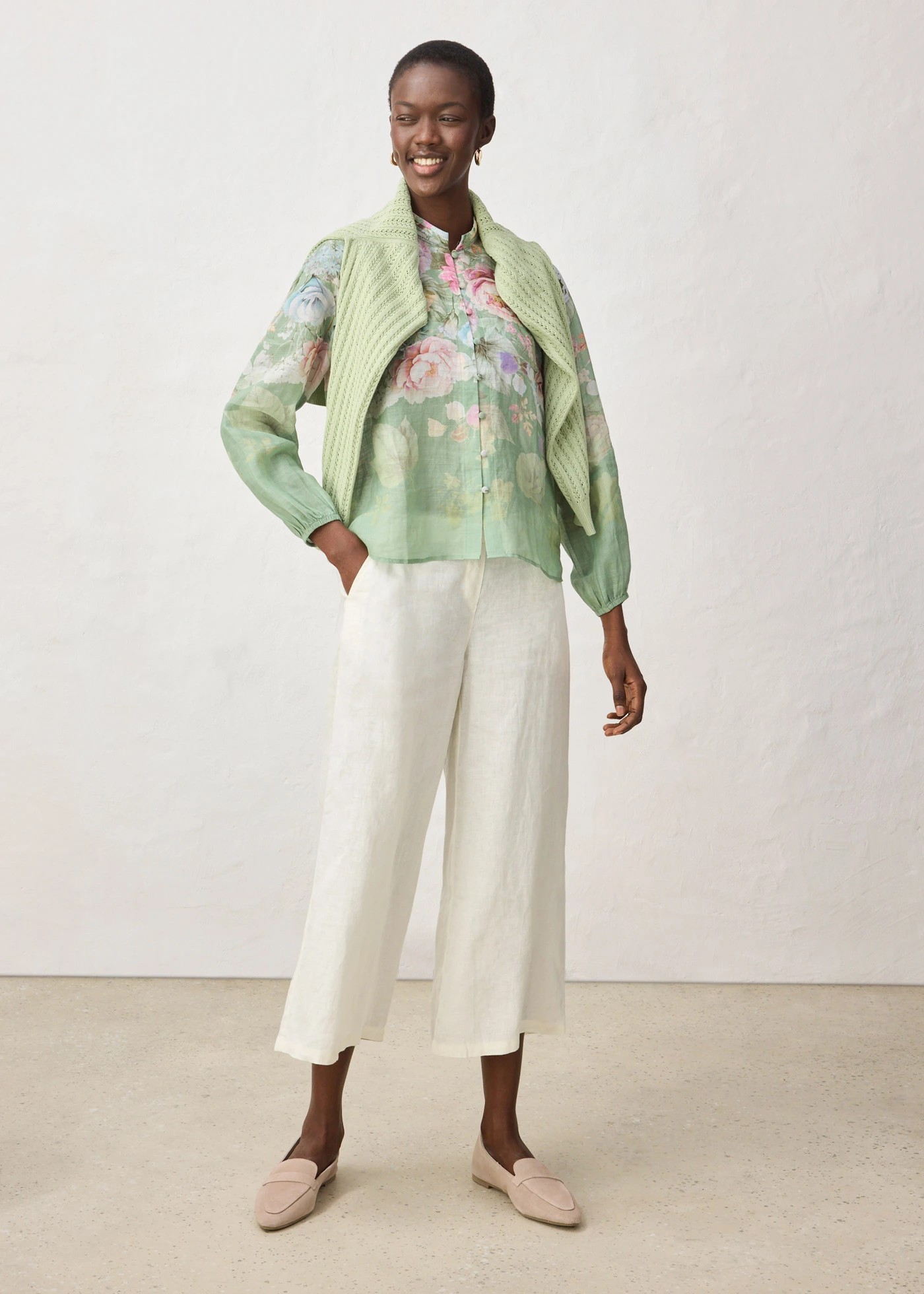 Tunique-blouse • vert pâle floral • Boutique bonprix