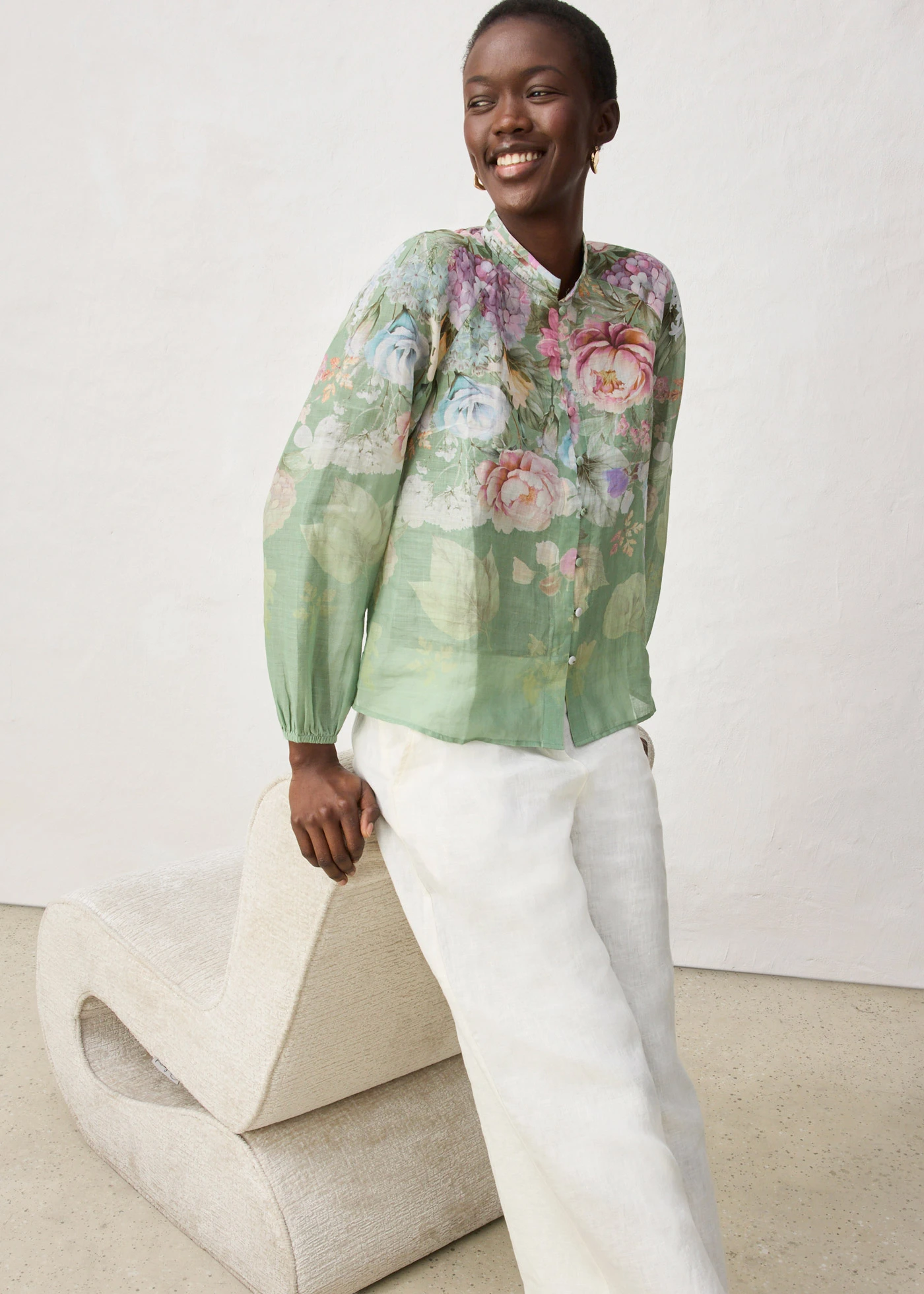 Tunique-blouse • vert pâle floral • Boutique bonprix