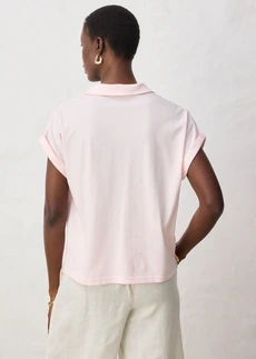 Wijd poloshirt met zijde, Kleur: lichtroze