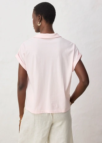 Polo tričko s hodvábnym podielom, široký strih • svetloružová • obchod bonprix