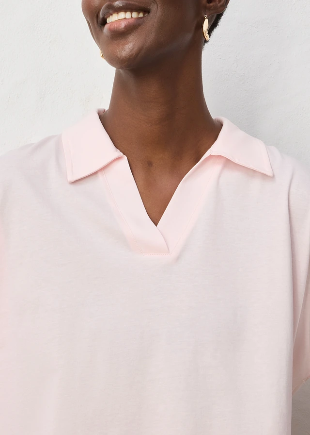 Wijd poloshirt met zijde • lichtroze • product-page.page-title-suffix