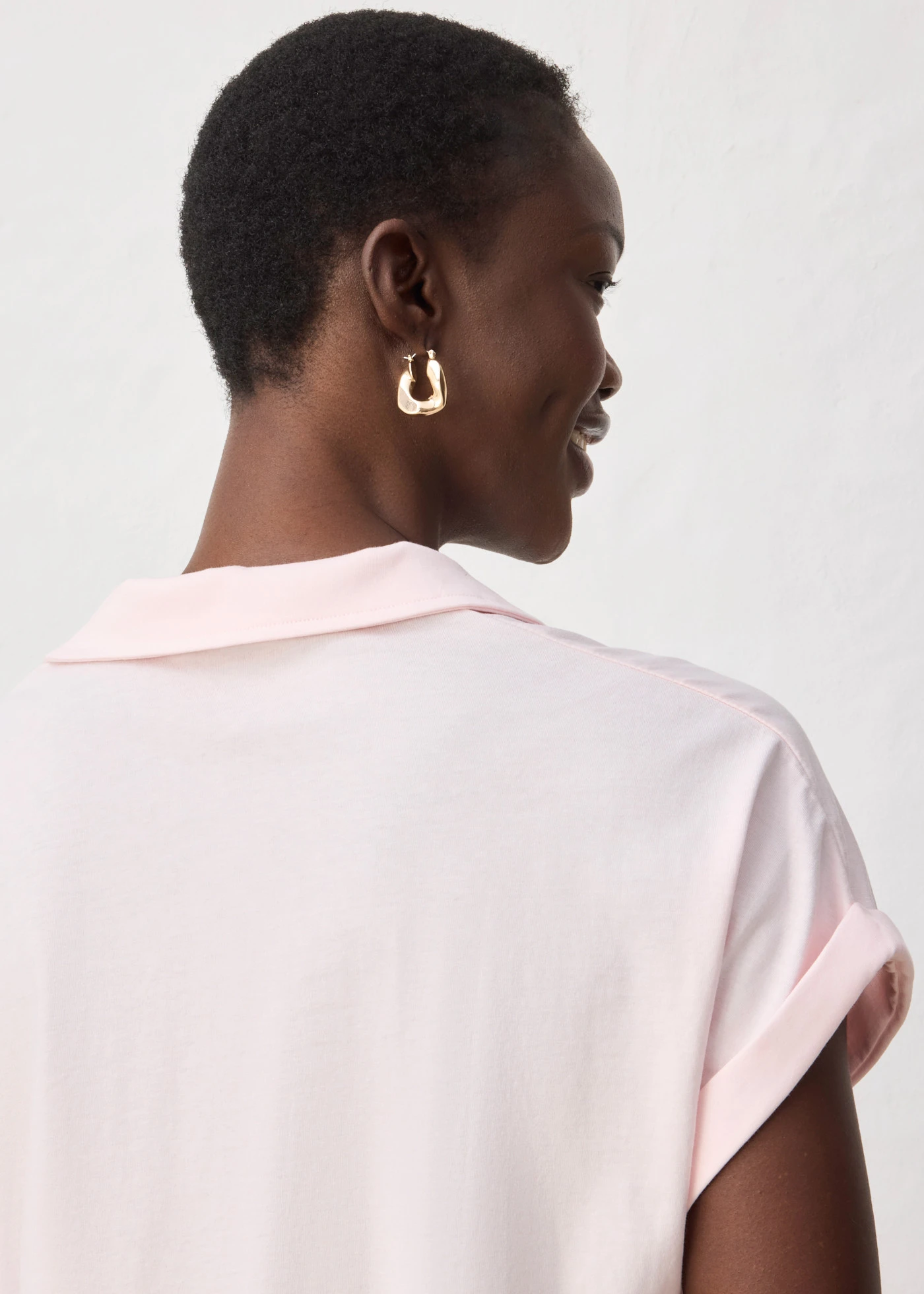 Wijd poloshirt met zijde • lichtroze • bonprix online shop