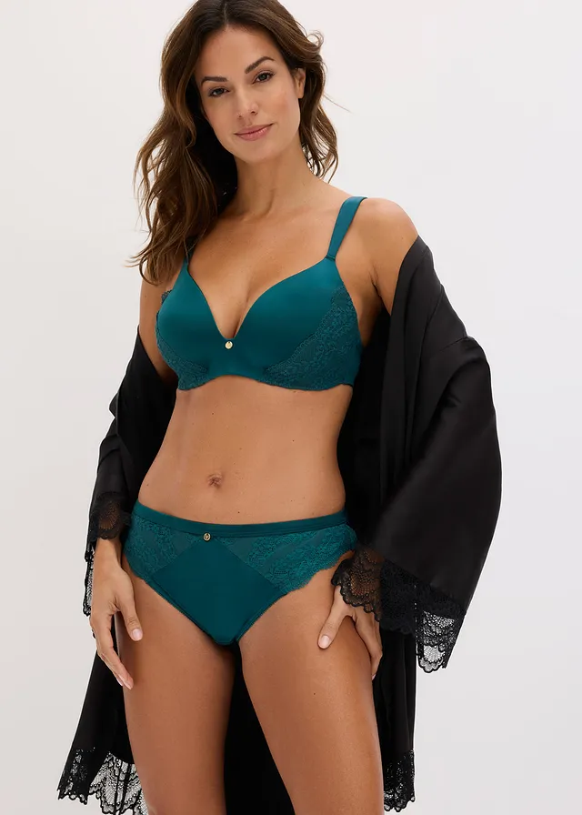Soutien-gorge à coques sans armatures, bretelles rembourrées, Couleur: vert poivre
