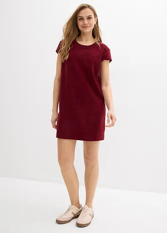 Sukienka T-shirtowa z frotte • czerwony rubinowy • sklep bonprix