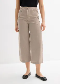 Twill broek met een comfortabele band • bruin/wolwit verticaal gestreept • bonprix online shop