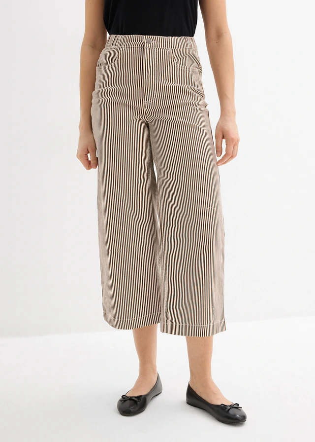 Pantalon en twill à taille élastiquée • marron-écru rayé • product-page.page-title-suffix