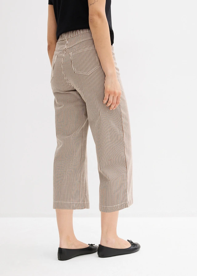 Pantalon en twill à taille élastiquée • marron-écru rayé • product-page.page-title-suffix