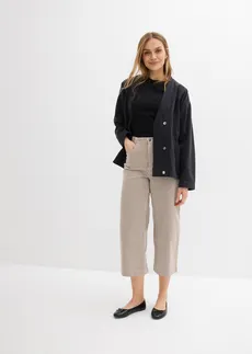 Twill broek met een comfortabele band • bruin/wolwit verticaal gestreept • bonprix online shop