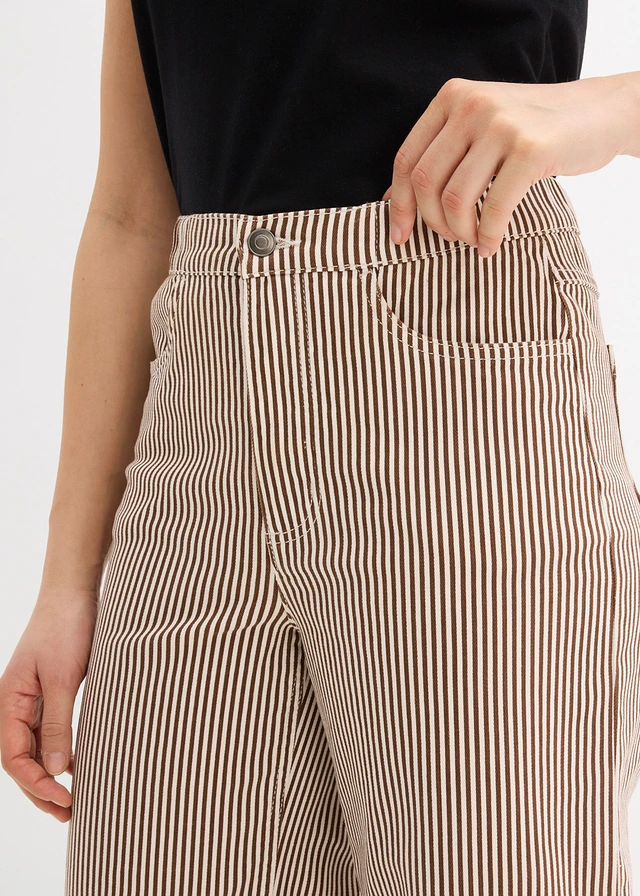 Pantalon en twill à taille élastiquée • marron-écru rayé • product-page.page-title-suffix