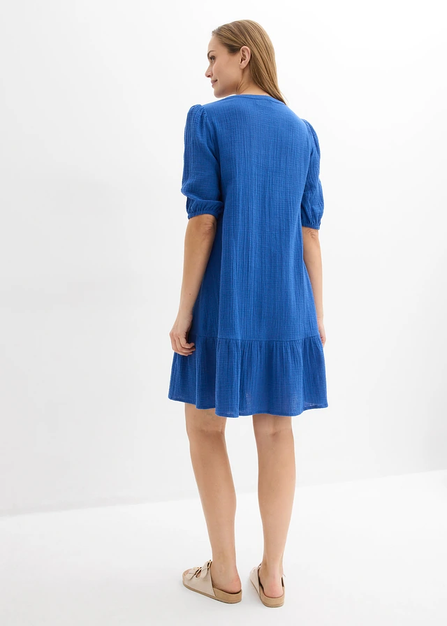 Jurk van mousseline, Kleur: arctisch blauw