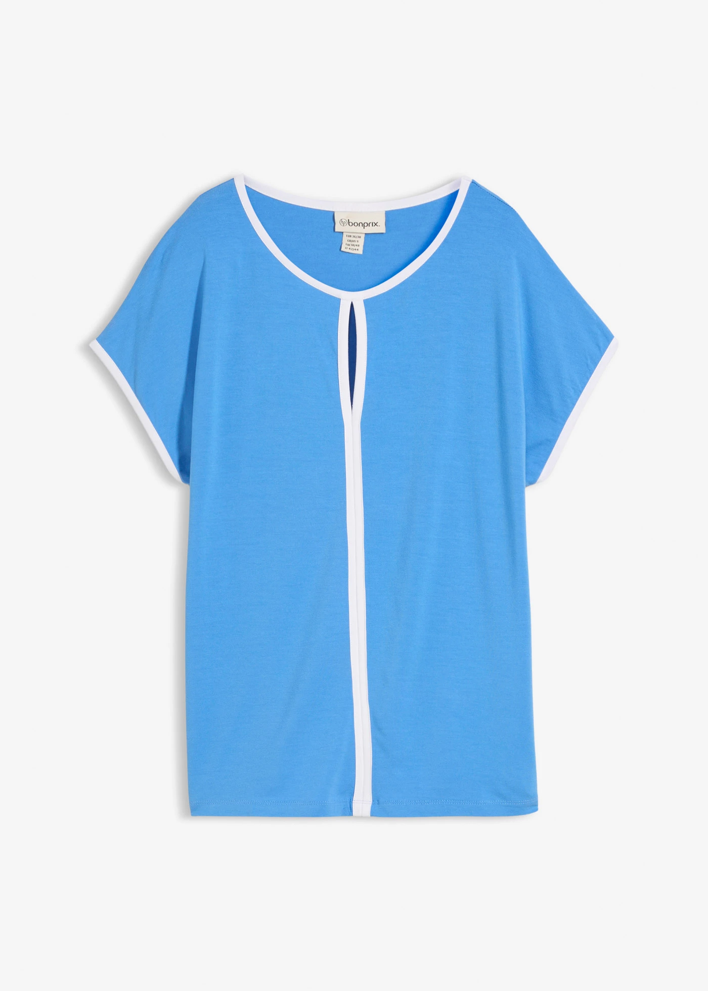 Shirt met paspels • middenblauw/wolwit • bonprix online shop
