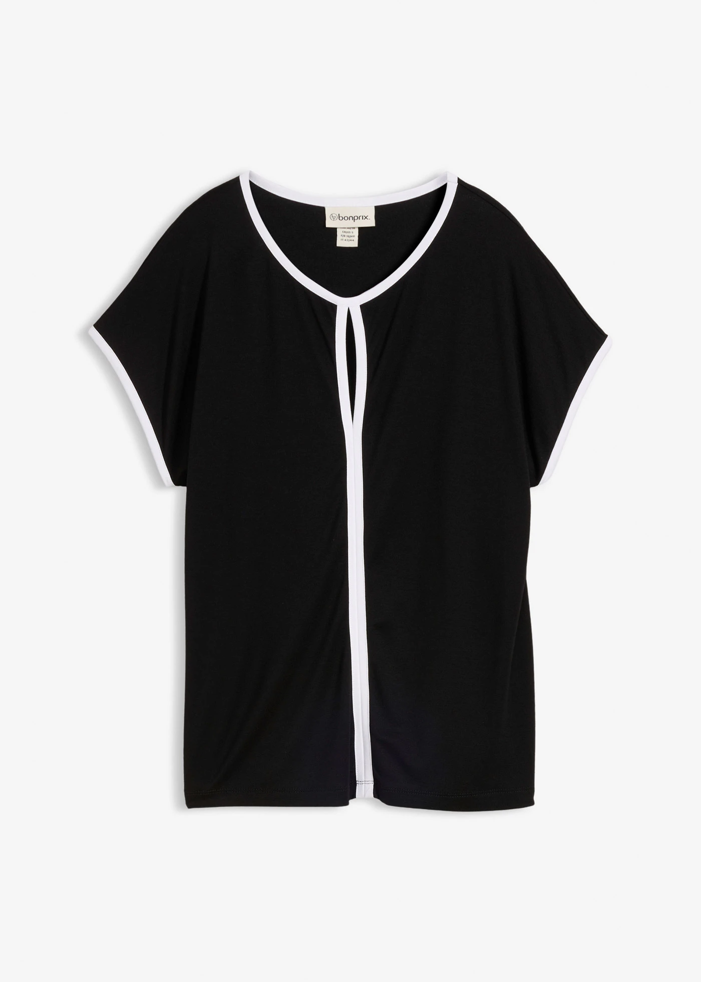 Shirt met paspels • zwart/wolwit • bonprix online shop