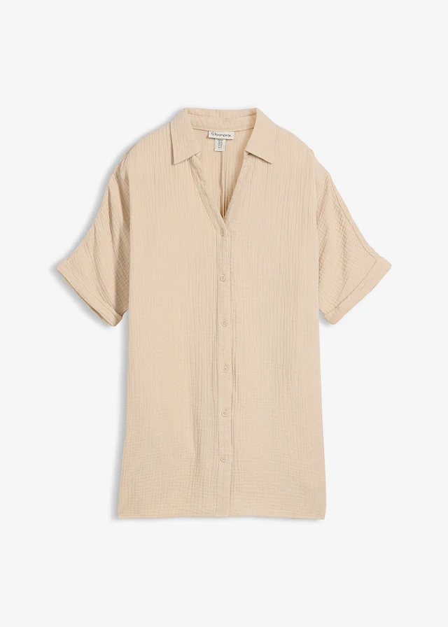 Chemisier long, oversize et doux en gaze de coton