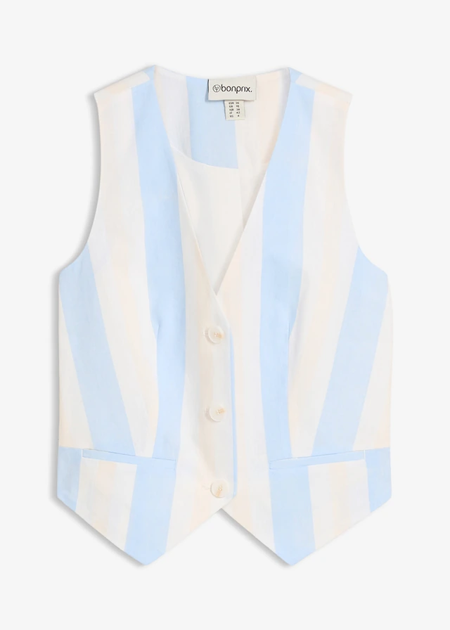 Blazer sans manches, Couleur: blanc/bleu clair rayé