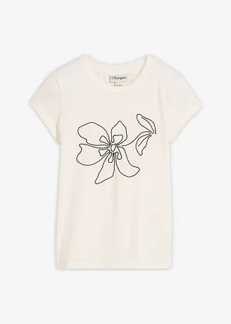 T-shirt z mieszanki bawełny • biel wełny • sklep bonprix