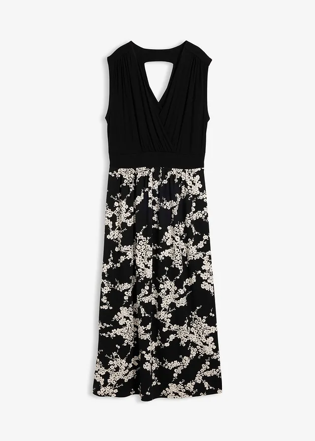 Jersey jurk in een viscosemix • zwart/wolwit gebloemd • bonprix online shop