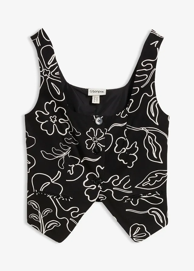 Gilet blazer sans manches • noir imprimé • Boutique bonprix