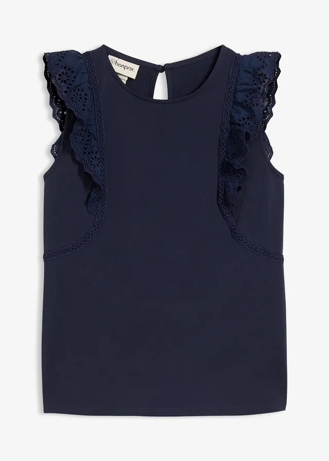 Top van katoenmix • donkerblauw • bonprix online shop