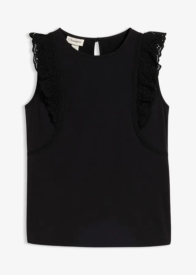 Top en coton extensible • noir • Boutique bonprix
