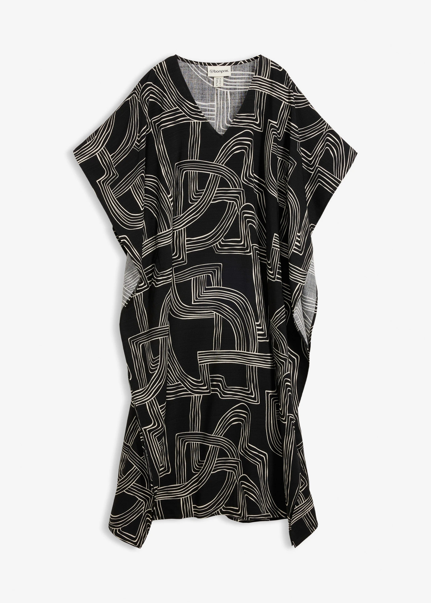 Kaftan jurk van een viscose-mix • zwart-parelwit grafisch • bonprix online shop