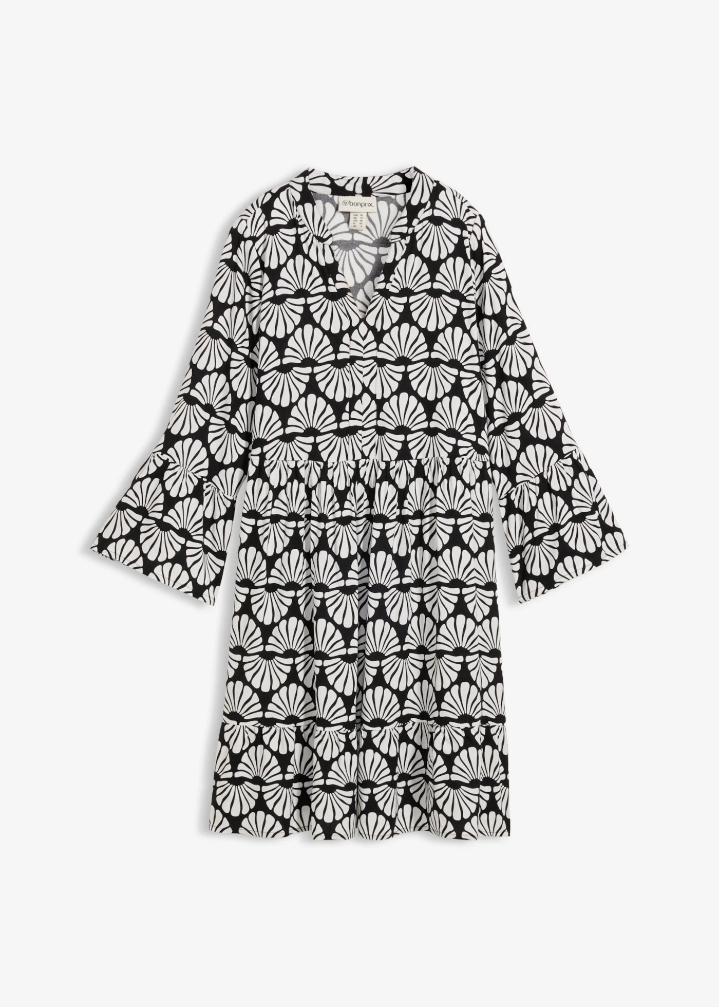 Robe-tunique en viscose fluide • écru/noir graphique • Boutique bonprix
