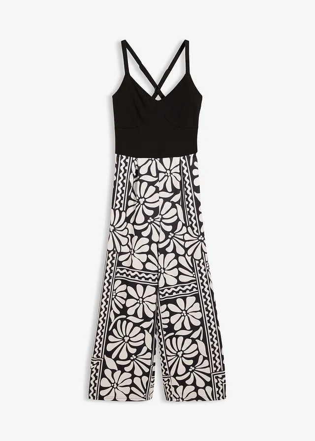 Jersey jumpsuit • zwart met print • bonprix online shop