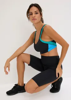 Soutien-gorge de sport rembourré, maintien modéré, Couleur: noir-émeraude-bleu brillant