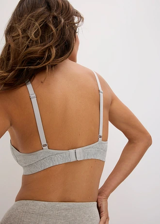 Sutien pentru alăptare fără armătură cu bumbac organic (set/2 buc.), culoare: gri deschis melanj/alb