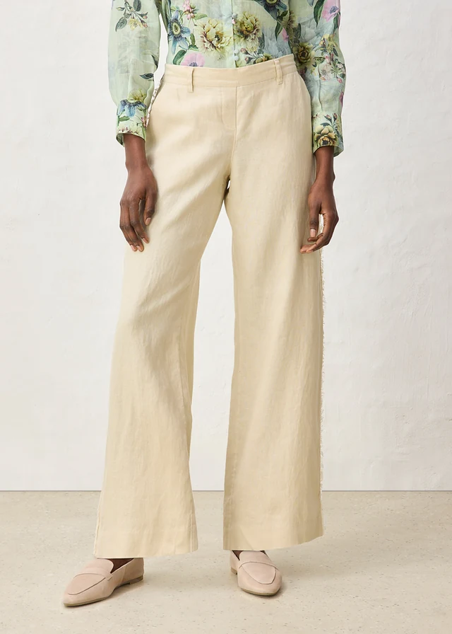 Linnen broek met wijde pijpen • lichtsand • product-page.page-title-suffix