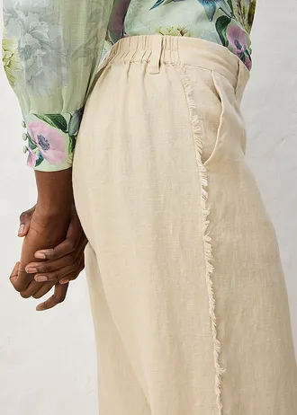 Linnen broek met wijde pijpen • lichtsand • bonprix online shop