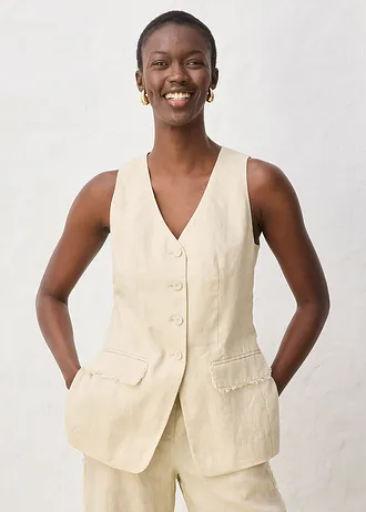 Veste de costume sans manches 100% lin • sable clair • Boutique bonprix