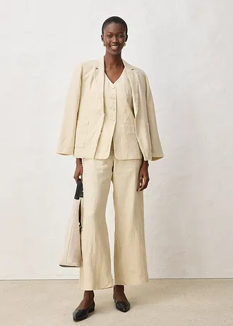 Veste de costume sans manches 100% lin, Couleur: sable clair