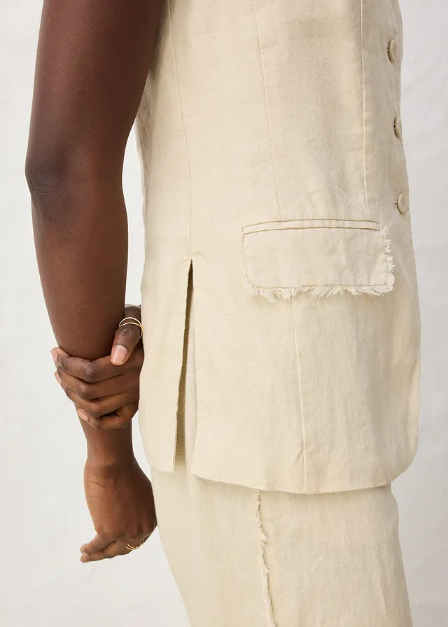 Veste de costume sans manches 100% lin • sable clair • product-page.page-title-suffix