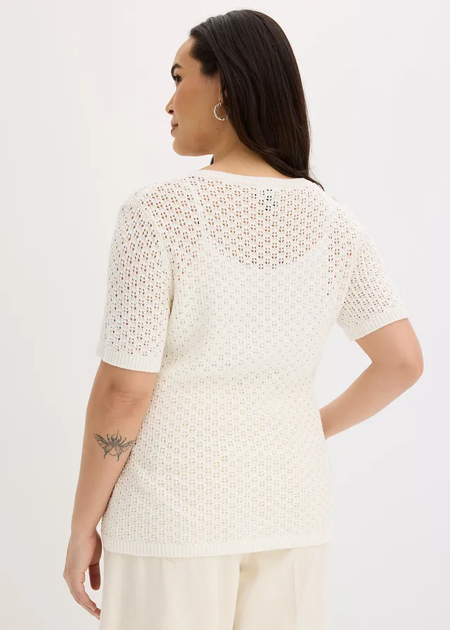 Pull ajouré, Couleur: écru