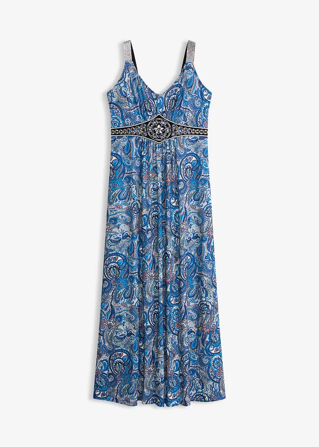 Maxi jurk met applicaties • arctisch blauw paisley • bonprix online shop