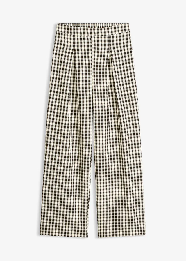 Pantalon large à pinces • jaune vanille-noir carreaux • Boutique bonprix