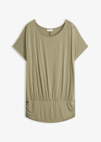 Shirt in een zachte viscosemix, Kleur: olijfgroen