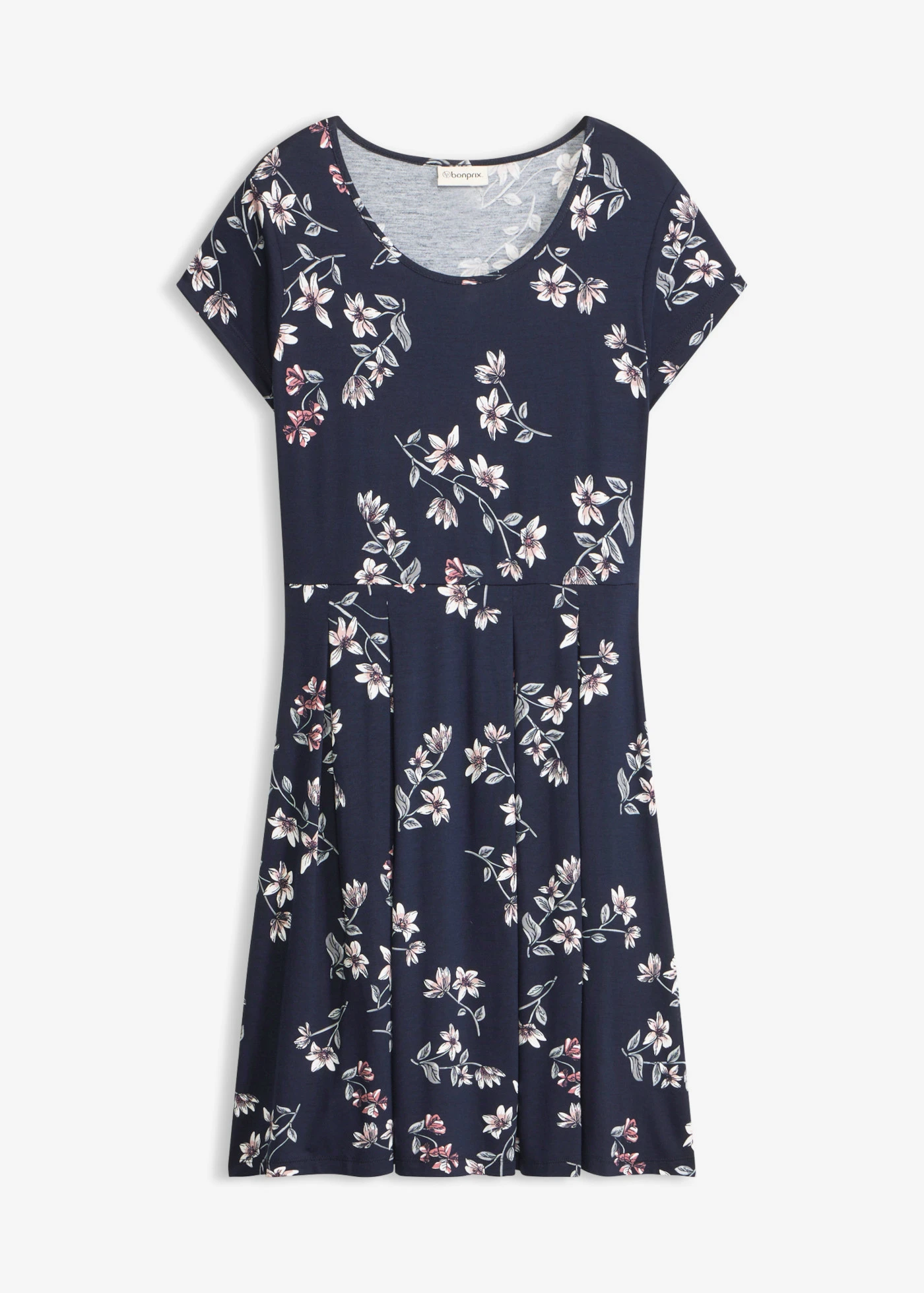 Robe en jersey viscose • bleu foncé floral • Boutique bonprix