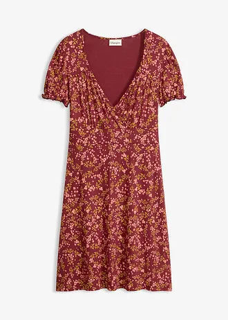 Robe en jersey viscose, Couleur: rouge érable floral