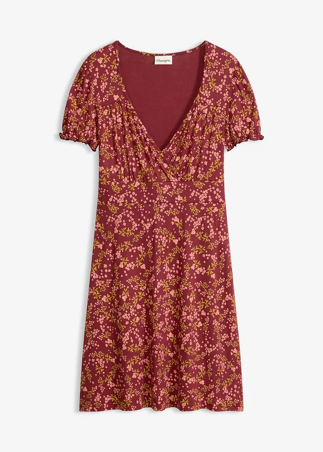 Robe en jersey viscose • rouge érable floral • Boutique bonprix