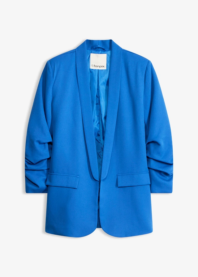 Blazer à manches froncées, Couleur: bleu arctique
