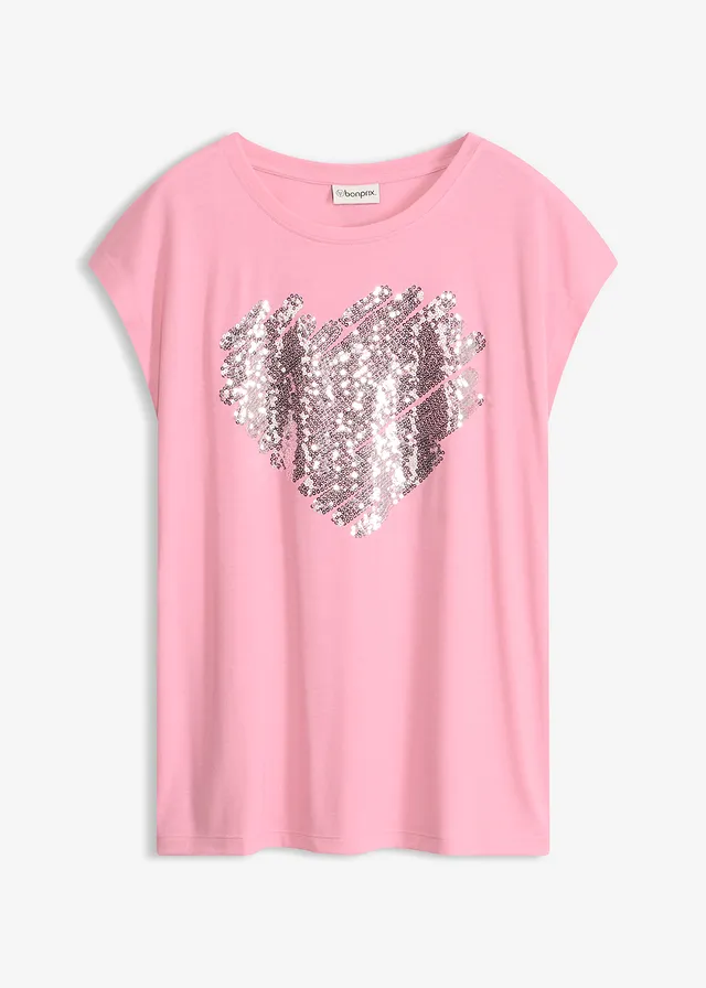 Shirt in een zachte viscosemix • roze met print • bonprix online shop