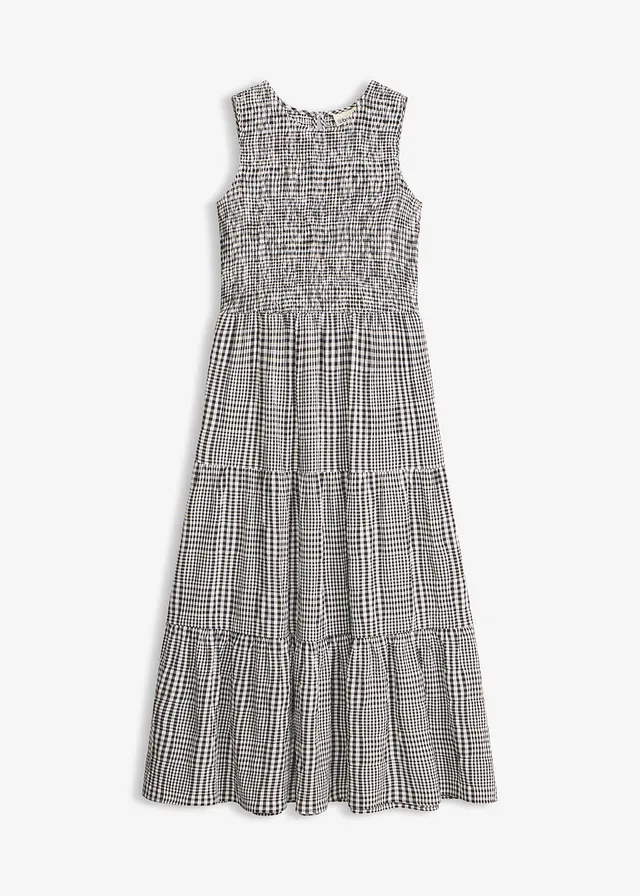 Midi jurk in een viscosemix • zwart-wolwit geruit • bonprix online shop