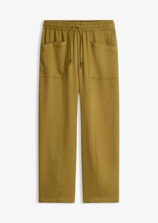 Pantalon large en matière texturée, Couleur: vert nature