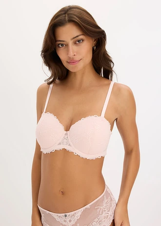 Lot de 2 soutiens-gorge balconnet, bretelles amovibles, Couleur: rose clair + écru